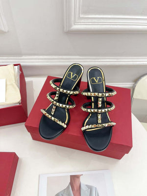Valentino WS0C47VOD Rockstud Calfskin Leather Slide Sandal 90MM V98861 - 60MM / US 4=Euro 35 - View 1