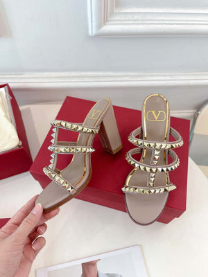 Valentino WS0C47VOD Rockstud Calfskin Leather Slide Sandal 90MM V98864 - 60MM / US 4=Euro 35 - View 2