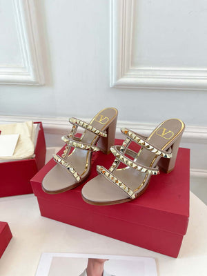 Valentino WS0C47VOD Rockstud Calfskin Leather Slide Sandal 90MM V98864 - 60MM / US 4=Euro 35 - View 5