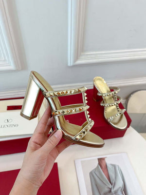 Valentino WS0C47VOD Rockstud Calfskin Leather Slide Sandal 90MM V98865 - 60MM / US 4=Euro 35 - View 3