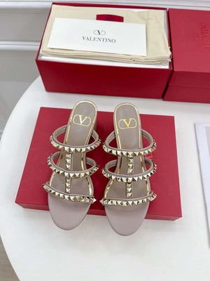 Valentino WS0C47VOD Rockstud Calfskin Leather Slide Sandal 60MM V98870 - 60MM / US 4=Euro 35 - View 1