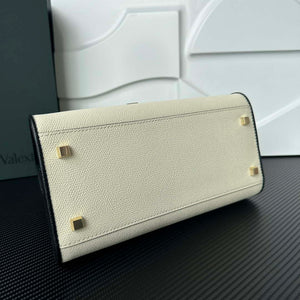 Valextra WBES0056028 Iside Top Handle Medium Bag White and Black - Default Title - View 4