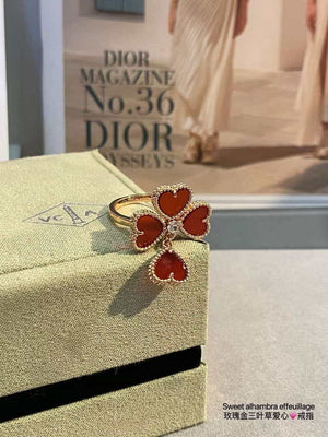Van Cleef & Arpels VCARN5P600 Sweet Alhambra Effeuillage Carnelian 18KT Gold Ring - Default Title - View 1