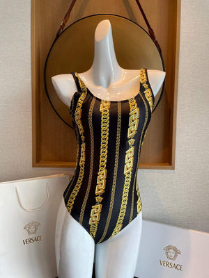 Versace Chain Pinstripe One-Piece Swimsuit 1001409 - S - View 1