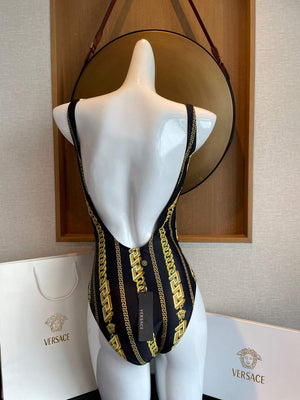 Versace Chain Pinstripe One-Piece Swimsuit 1001409 - S - View 4