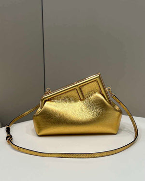Fendi 8BP129 First Small Gold laminated leather bag 80018M - Default Title - View 1