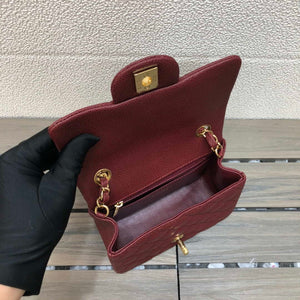 Chanel A35200 Mini Flap Bag 17cm Grained Calfskin Wine Red Gold - Default Title - View 9