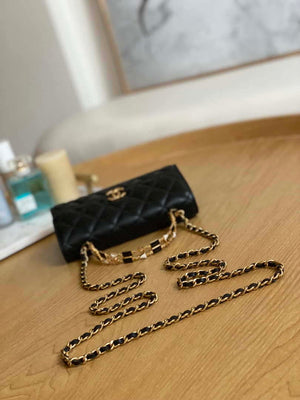 Chanel AP2946 Phone Holder Clutch with Chain Lambskin Black - Default Title - View 6