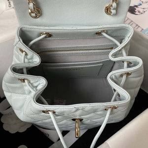 Chanel AS4059 Large Backpack Grained Shiny Calfskin & Gold-Tone Metal Light Blue - Default Title - View 7