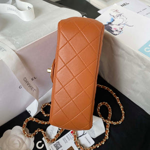 Chanel AS4141 Camellia Embossed With top Handle Bag Caramel - Default Title - View 6