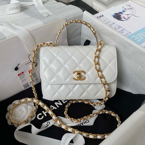 Chanel AS4307 Flap bag with Handle Lambskin white - Default Title - View 1