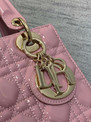 Dior M0538 Small Lady My ABCDior Bag Retro Pink Patent Cannage Calfskin - Default Title - View 3