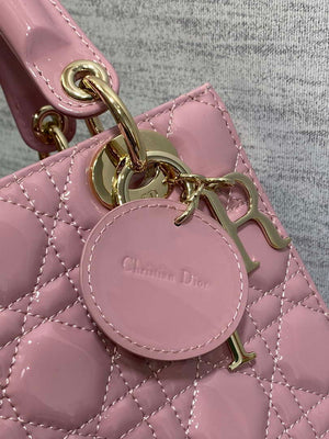 Dior M0538 Small Lady My ABCDior Bag Retro Pink Patent Cannage Calfskin - Default Title - View 4