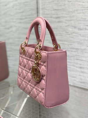 Dior M0538 Small Lady My ABCDior Bag Retro Pink Patent Cannage Calfskin - Default Title - View 6