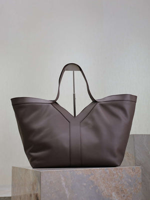 YSL 817602AAEB31000 Y Tote in leather Calfskin Purple Coffe - Default Title - View 1
