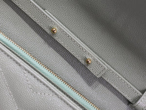 YSL 377828 Classic Cassandre chain wallet in grain de Poudre leather Green - Default Title - View 9