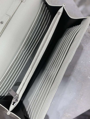YSL 377828 Classic Cassandre chain wallet in grain de Poudre leather White Silver - Default Title - View 7