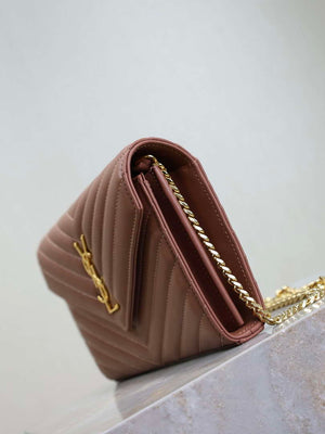 YSL 377828 Classic Cassandre chain wallet in Lambskin Nude - Default Title - View 5