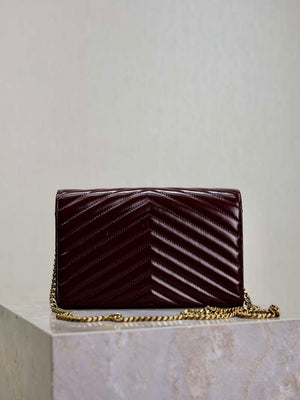 YSL 377828 Classic Cassandre chain wallet in Wax leather Wine Red - Default Title - View 5