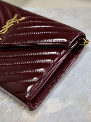 YSL 377828 Classic Cassandre chain wallet in Wax leather Wine Red - Default Title - View 7