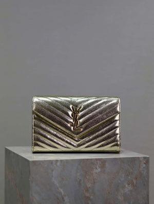 YSL 377828 Classic Cassandre chain wallet in Lambskin Gold - Default Title - View 1