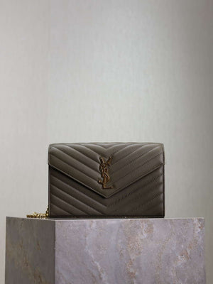 YSL 377828 Classic Cassandre chain wallet in Lambskin Green - Default Title - View 1