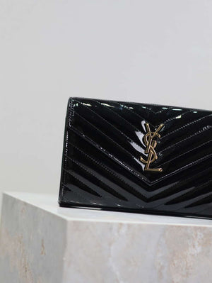 YSL 377828 Classic Cassandre chain wallet in Patent leather Black - Default Title - View 3