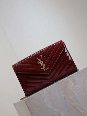 YSL 377828 Classic Cassandre chain wallet in Patent leather Wine Red - Default Title - View 2