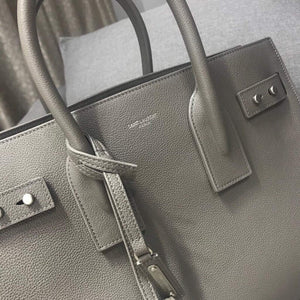 YSL 378299 Yves Saint Laurent Classic Sac De Jour Small in Grained Leather Gray - Default Title - View 4