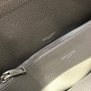 YSL 378299 Yves Saint Laurent Classic Sac De Jour Small in Grained Leather Gray - Default Title - View 8
