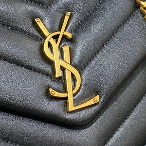 YSL 574946 Saint Laurent Loulou Medium Bag In Y-Quilted Leather Black Gold - luxibagsmall