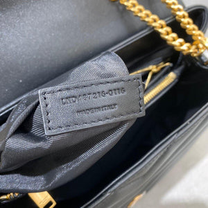 YSL 574946 Saint Laurent Loulou Medium Bag In Y-Quilted Leather Black Gold - luxibagsmall