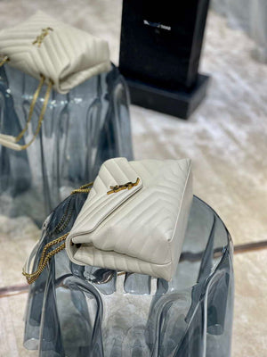 YSL 487216 Saint Laurent Loulou Medium Bag In Y-Quilted Leather 574946 White Gold - Default Title - View 6