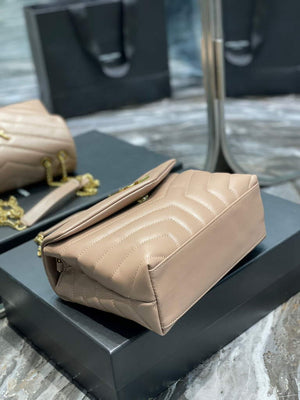 YSL 494699 Saint Laurent Small Loulou in Matelasse Y Leather Bag Nued Pink - Default Title - View 7