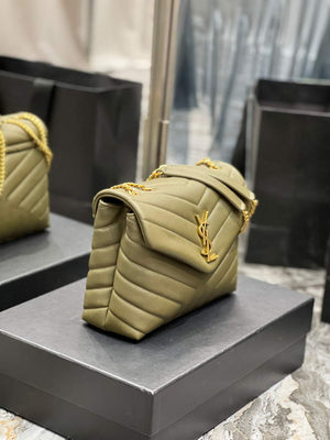 YSL 494699 Saint Laurent Small Loulou in Matelasse Y Leather Bag Green - Default Title - View 5