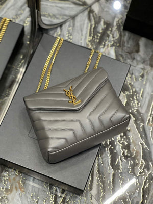 YSL 494699 Saint Laurent Small Loulou in Matelasse Y Leather Bag Grey - Default Title - View 7