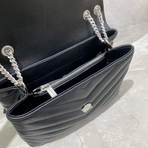 YSL 494699 Saint Laurent Small Loulou in Matelasse Y Leather Bag Black Silvery - Default Title - View 8
