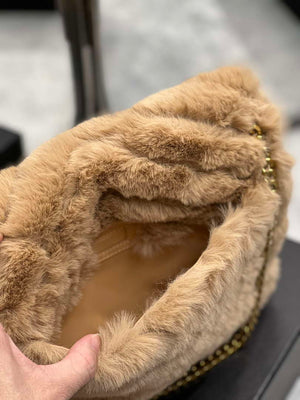 YSL 498894 Yves Saint Laurent Niki Medium In Vintage rabbit fur Leather Camel - Default Title - View 7