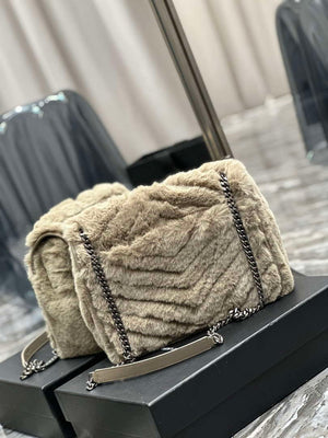 YSL 498894 Yves Saint Laurent Niki Medium In Vintage rabbit fur Leather Gray - Default Title - View 6
