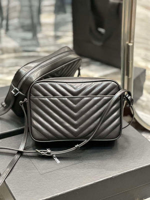YSL 520534 Lou Camera Bag In Matelass¨¦ Leather Black with Black Logo - Default Title - View 7