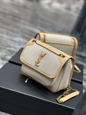 YSL 533037 Yves Saint Laurent Niki Baby In Crinkled Vintage Canvas Bag Beige - Default Title - View 3