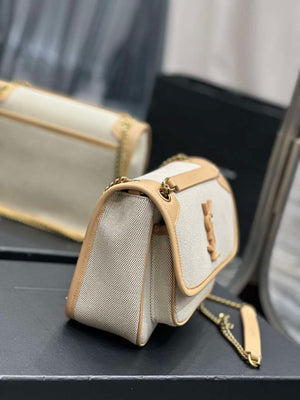 YSL 533037 Yves Saint Laurent Niki Baby In Crinkled Vintage Canvas Bag Beige - Default Title - View 5
