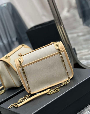 YSL 533037 Yves Saint Laurent Niki Baby In Crinkled Vintage Canvas Bag Beige - Default Title - View 6