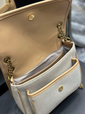 YSL 533037 Yves Saint Laurent Niki Baby In Crinkled Vintage Canvas Bag Beige - Default Title - View 8