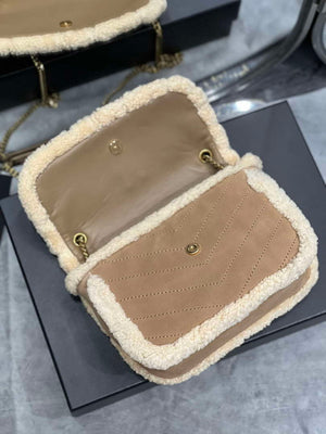YSL 533037 Yves Saint Laurent Niki Baby In Crinkled Vintage Lambskin Suede Tan - Default Title - View 8