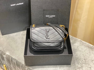 YSL 533037 Yves Saint Laurent Niki Baby In Crinkled Vintage Leather Bag Black - Default Title - View 1