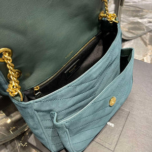 YSL 533037 Yves Saint Laurent Niki Baby In Crinkled Vintage Nubuck Leather Blue - Default Title - View 8