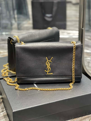 YSL 553804 Saint Laurent Reversible Medium Kate in Suede Black - Default Title - View 1