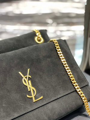 YSL 553804 Saint Laurent Reversible Medium Kate in Suede Black - Default Title - View 14