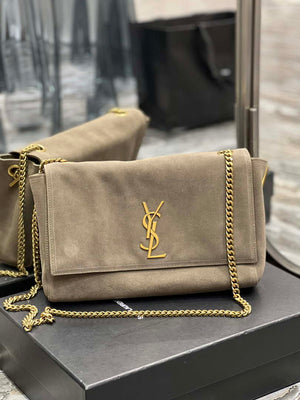YSL 553804 Saint Laurent Reversible Medium Kate in Suede Dark Green - Default Title - View 1